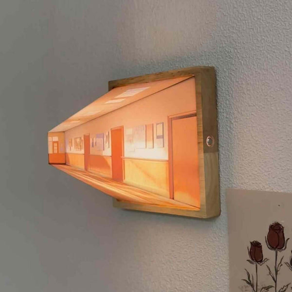 3D illusion night light showcasing an illuminated hallway, blending art and technology in modern home decor.