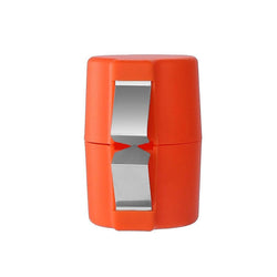 Mess-free egg shell opener in vibrant orange, designed for easy egg cracking and separation.