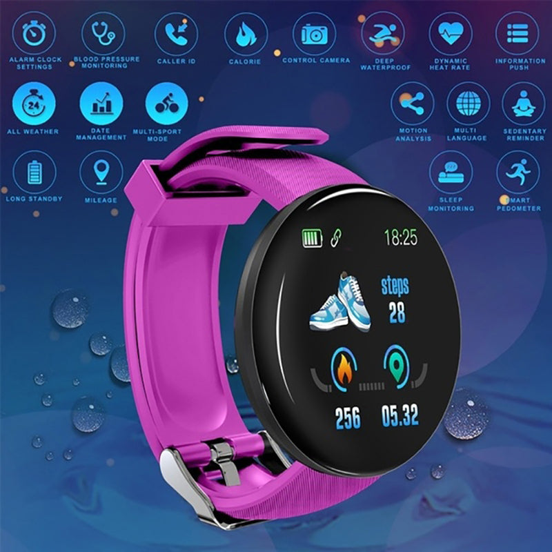 D18 Men Women Blood Pressure Heart Rate Monitor Smart Watch