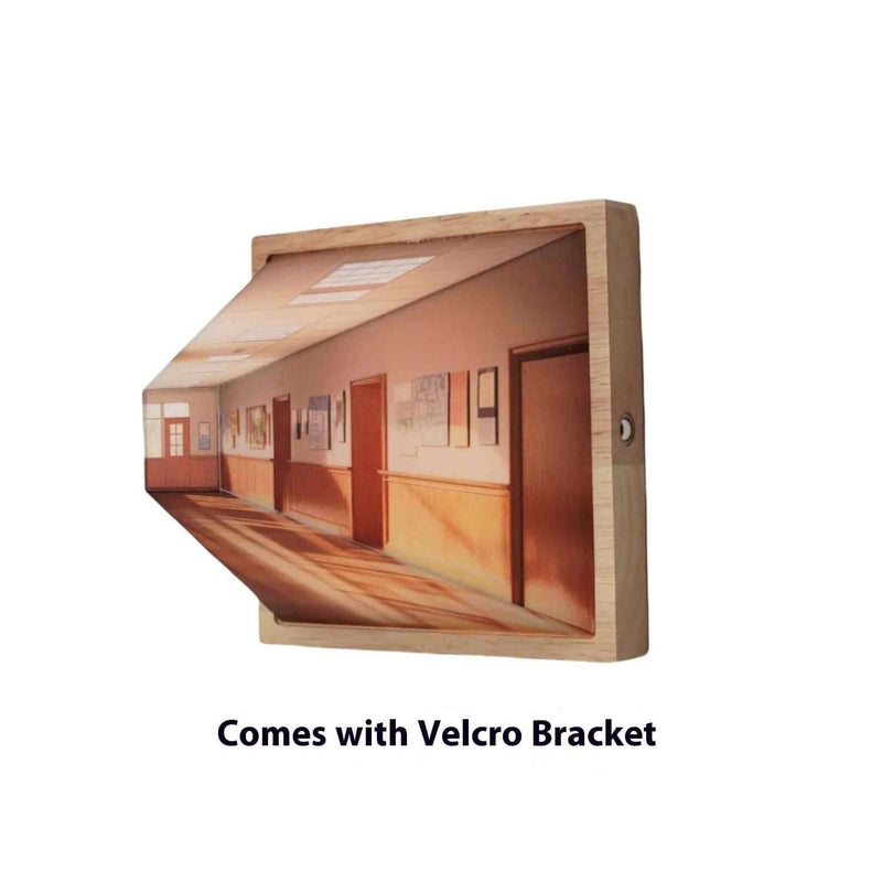 3D illusion night light with Velcro bracket showcasing a hallway design, combining art and technology in a unique display.